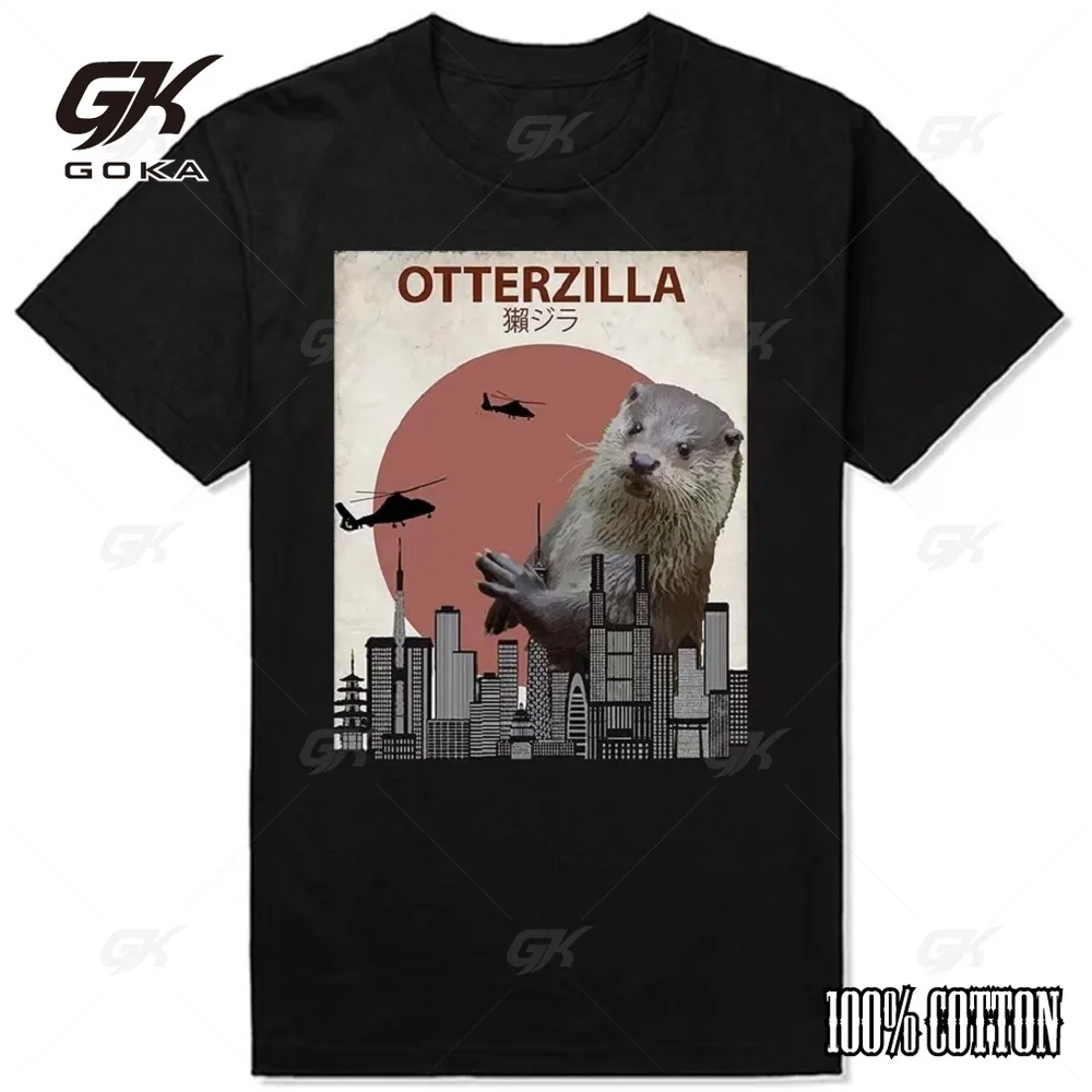 Funny Hot Sale Fashion Otterzilla Graphic T-Shirts Men clothing Summer Cartoon Pattern Women Short Sleeve Casual Tops Unisex