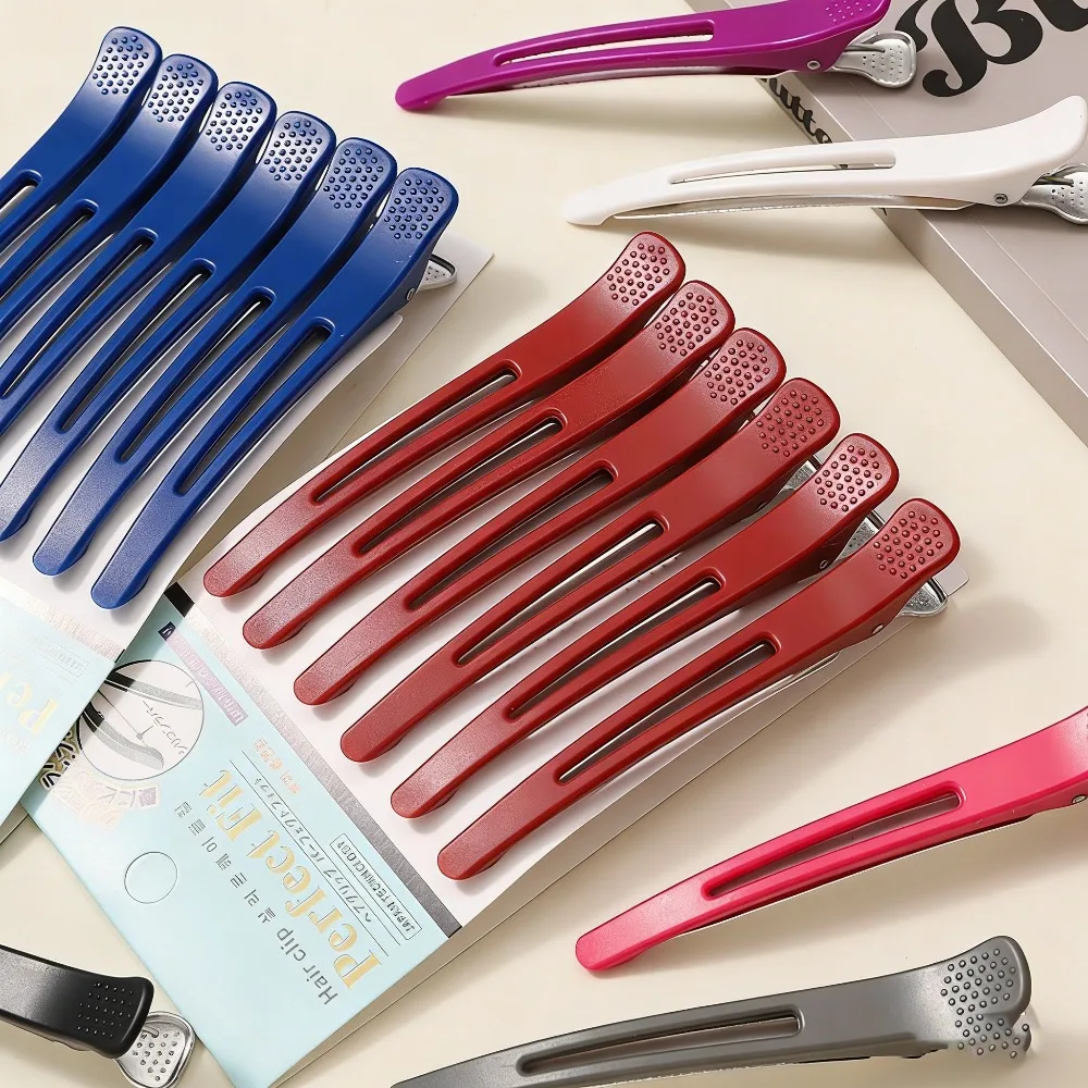 6pcs Professional Hair Clips Styling Sectioning Non Slip No-Trace Duck Billed Hair Clips Band Salon Home Hair Cutting Clips