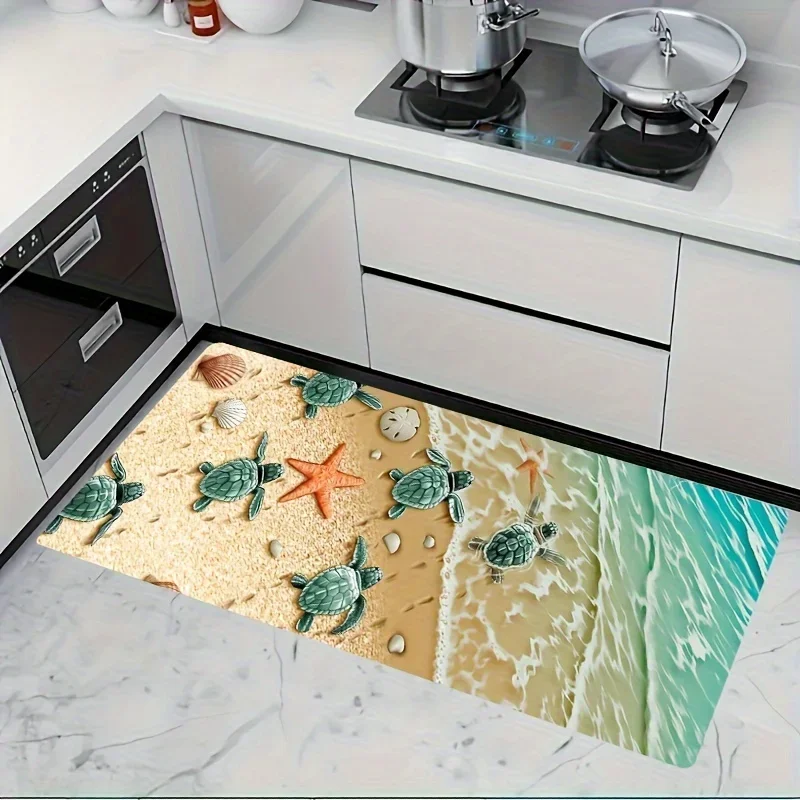 1pc Premium 100% Polyester BeachNon-Slip Backing, Machine Washable, Soft & Comfortable - Relieves Fatigue - Ideal for Kitchens