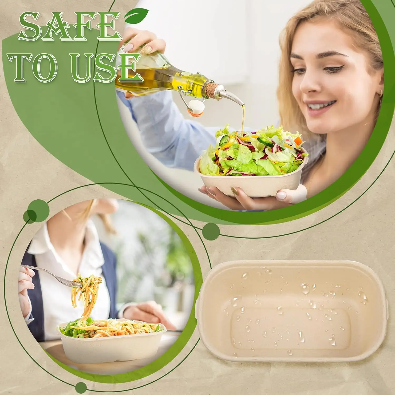 100 Sets Disposable Food Containers with PP Lids Disposable Paper Bowls Salad Soup Lunch Serving Bowls Disposable Food Prep