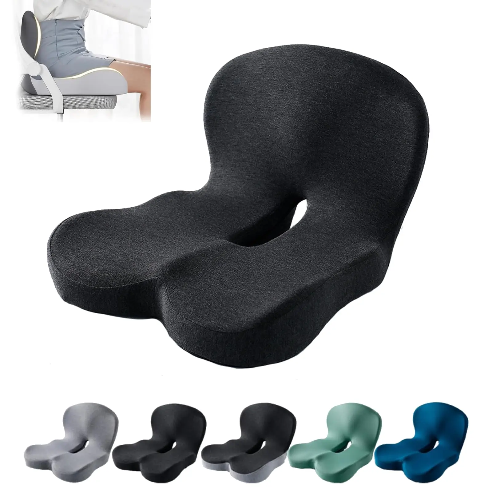 Memory-Schaum Stuhlkissen Autositz Lendenwirbelstütze für Büro-Innenausstattung Taillenkissen Komfortables Ergonomisches Kissen – Detail 1