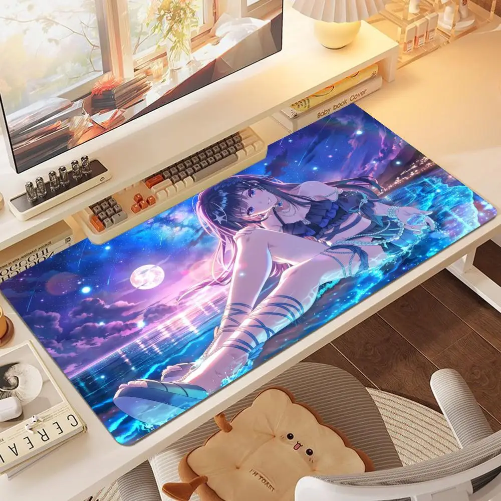Tech Desk Anime Girl Table Mat Mouse Pads Blends Sci‑fi And Aesthetic Charm For Laptop Bedroom Learning Gaming Desktop Corners