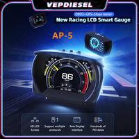 Car Hud Heads-Up Display OBD2 LCD GPS Gauge Slope Meter Digital Display Speedometer RPM Alarm Computer Modification Code Parts