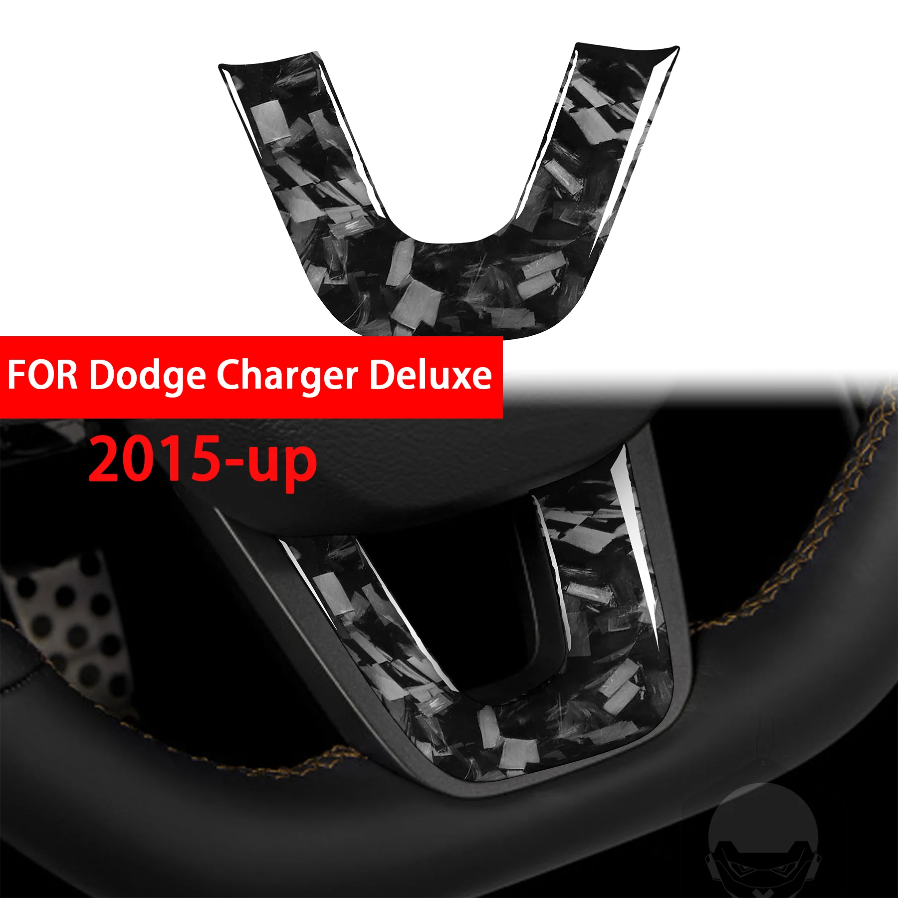 Forged Carbon Fiber Steering Wheel Chin Lower Part Panel Decor Car Interior Accessories Sticker FOR Dodge Charger Deluxe 2015-up