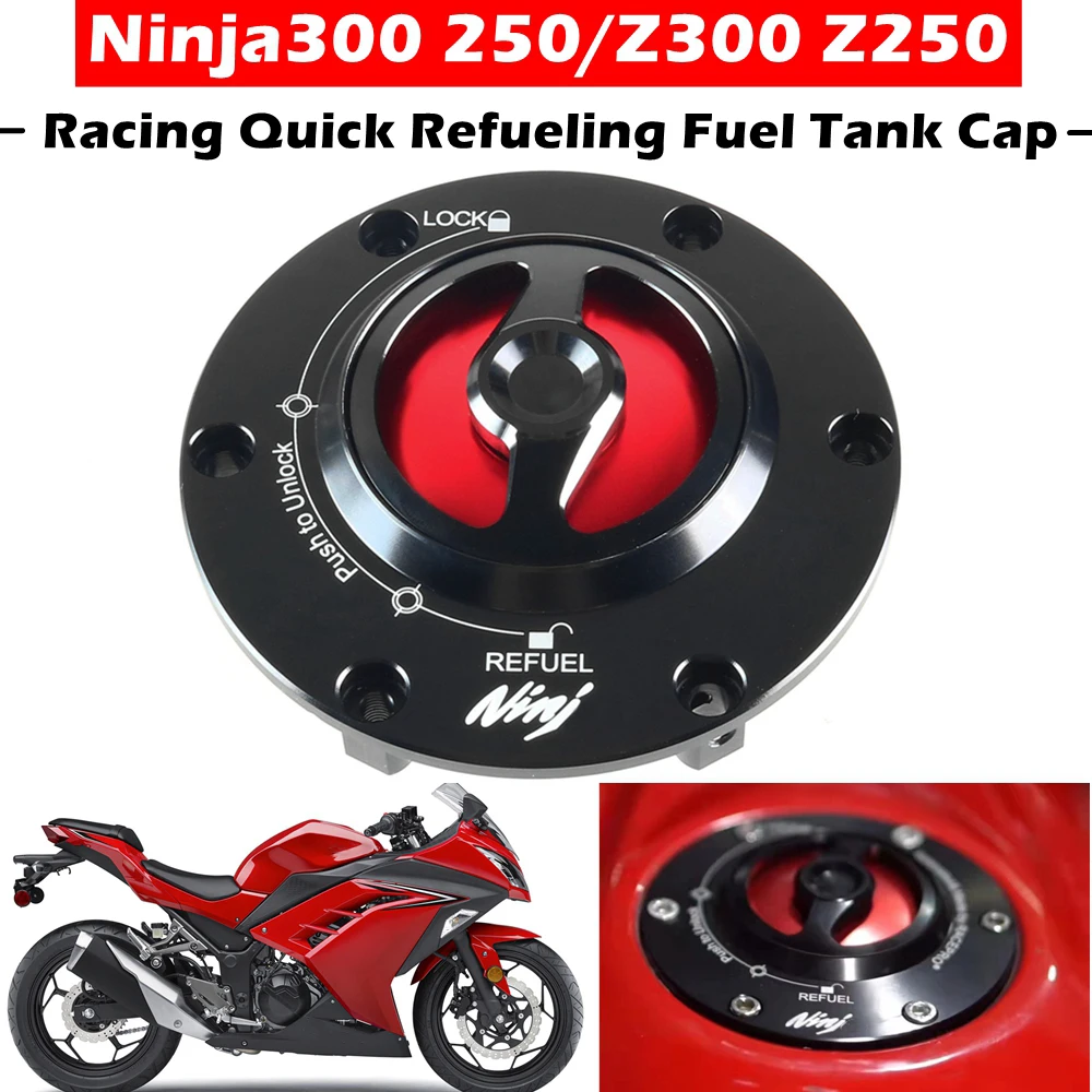 Motorcycle CNC Fuel Tank Caps For KAWASAKI NINJA300R NINJA250R Z300 Z250 EX300 2013-2019 Racing Quick Refueling Fuel Tank Cap