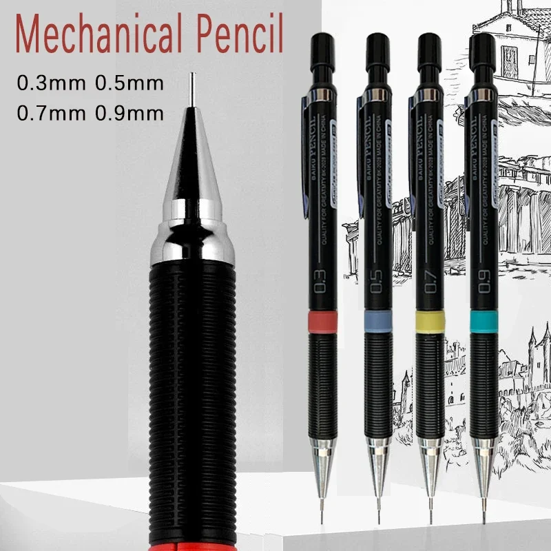 8pcs Mechanical Pencil with Refill Rods Set 0.3mm 0.5mm 0.7mm 0.9mm Automatic Pencil Replaceable Leads Office School Stationery