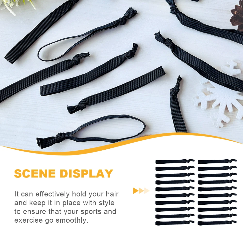 

20pcs Ties Hair Ties For Men Mens Bands Elastic Wrist Strap Adjustable Slim Design For Yoga Running Sports Black Color