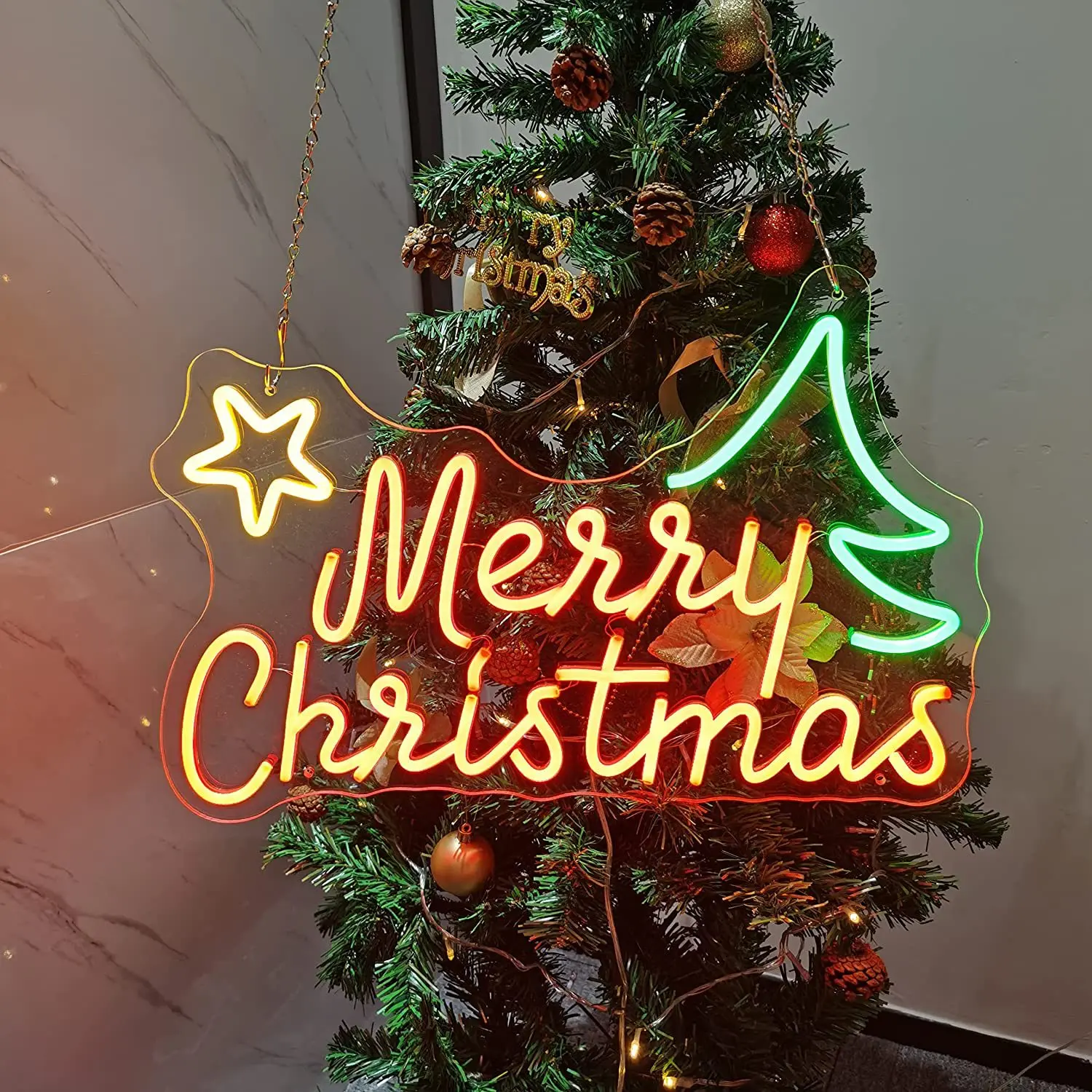 LED Christmas Merry Neon Light Acrylic Shape Light Christmas Atmosphere Decoration Advertising Adjustable Light