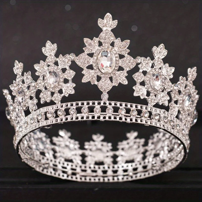 Luxury Crystal Rhinestone Crown Bride Tiara Wedding Accessories Round Diadem Gold Color Head Jewelry Crystal Hair Jewelry