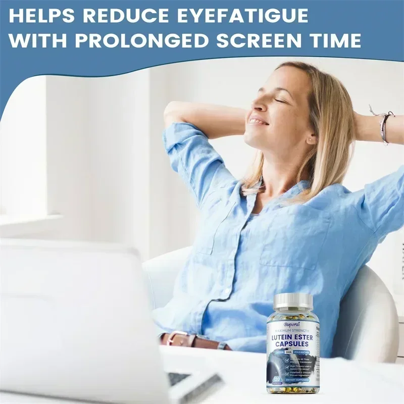 Lutein Ester Capsules - with Zinc, Vitamins C, E, Zeaxanthin, For Dry Eyes Fatigue, Improved Vision, Promotes Macula Health