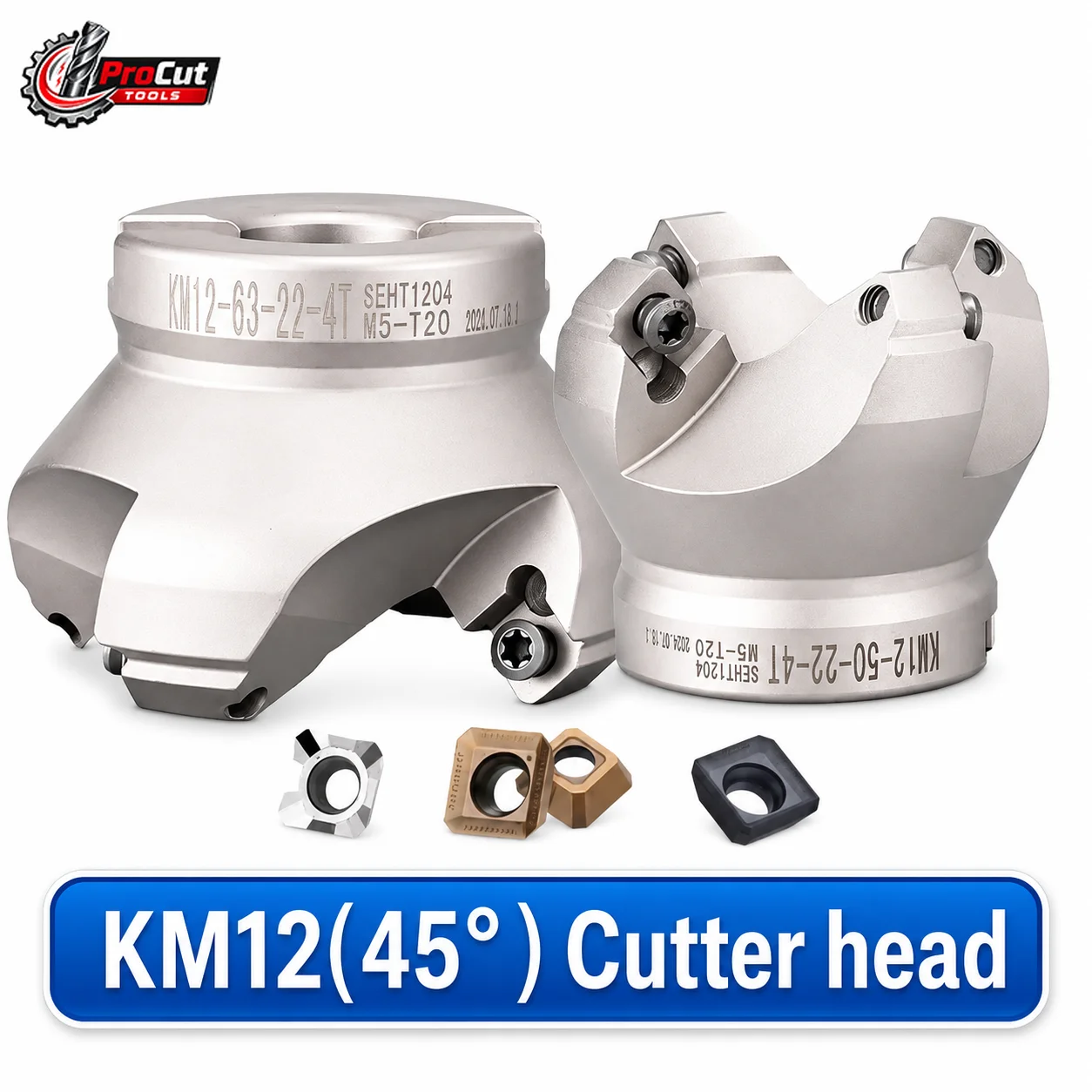 KM12 SE12 45 Degree Milling Cutter Head, SEKT1204 SEHT Insert Fit FMB22 FMB27 FMB32 FMB40 Tool Holder CNC Milling Cutting Tool