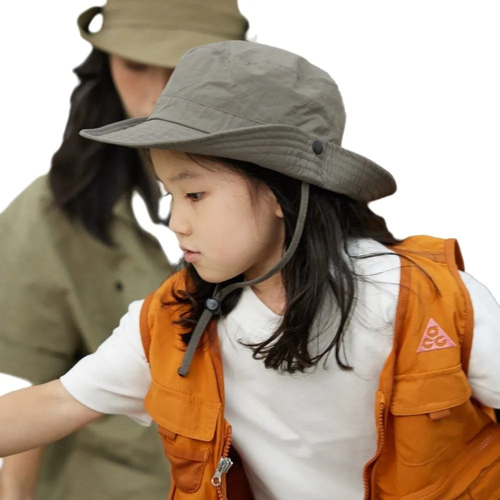 Casual Quick-drying Kids Camping Hat Breathable Adjustable Rope Children Bucket Hat Skin-Friendly Windproof Baby Sun Hat Travel
