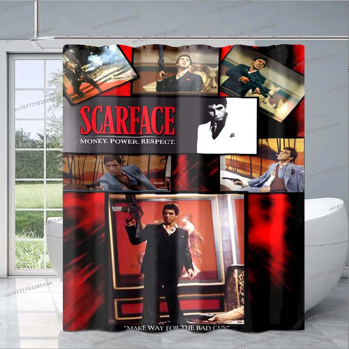 Movie Scarface Tony 3D Shower Curtain Retro Classic Horror Movie Shower Curtain Adult Bathroom Fashion Decorative Shower Curtain