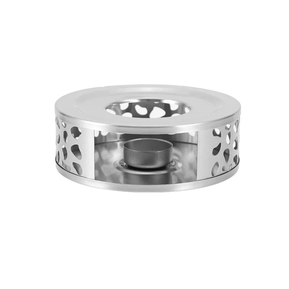 Stainless Steel Teapot Warmer Oxygen Hole Design Vintage Tea Stove Elegant with Tealight Holder Tea Warmer Base Afternoon Tea