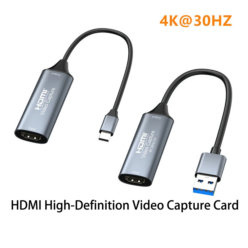 Type-c USB 2.0 HDMI Video Capture Card 4K Input 1080P 60FPS Output for OBS VLC Windows Mac OS Android Live Streaming Device