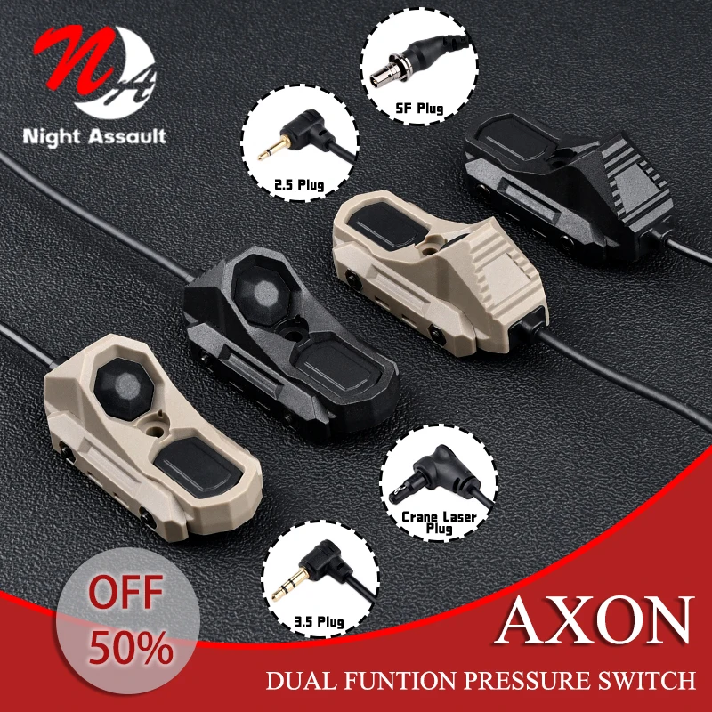 

WADSN Tactical Axon Switch Dual Function Pressure Button for M-Lok Picatinny Rail SF 3.5 2.5 PLUG M600 M300 PEQ Weapon Scout Lig