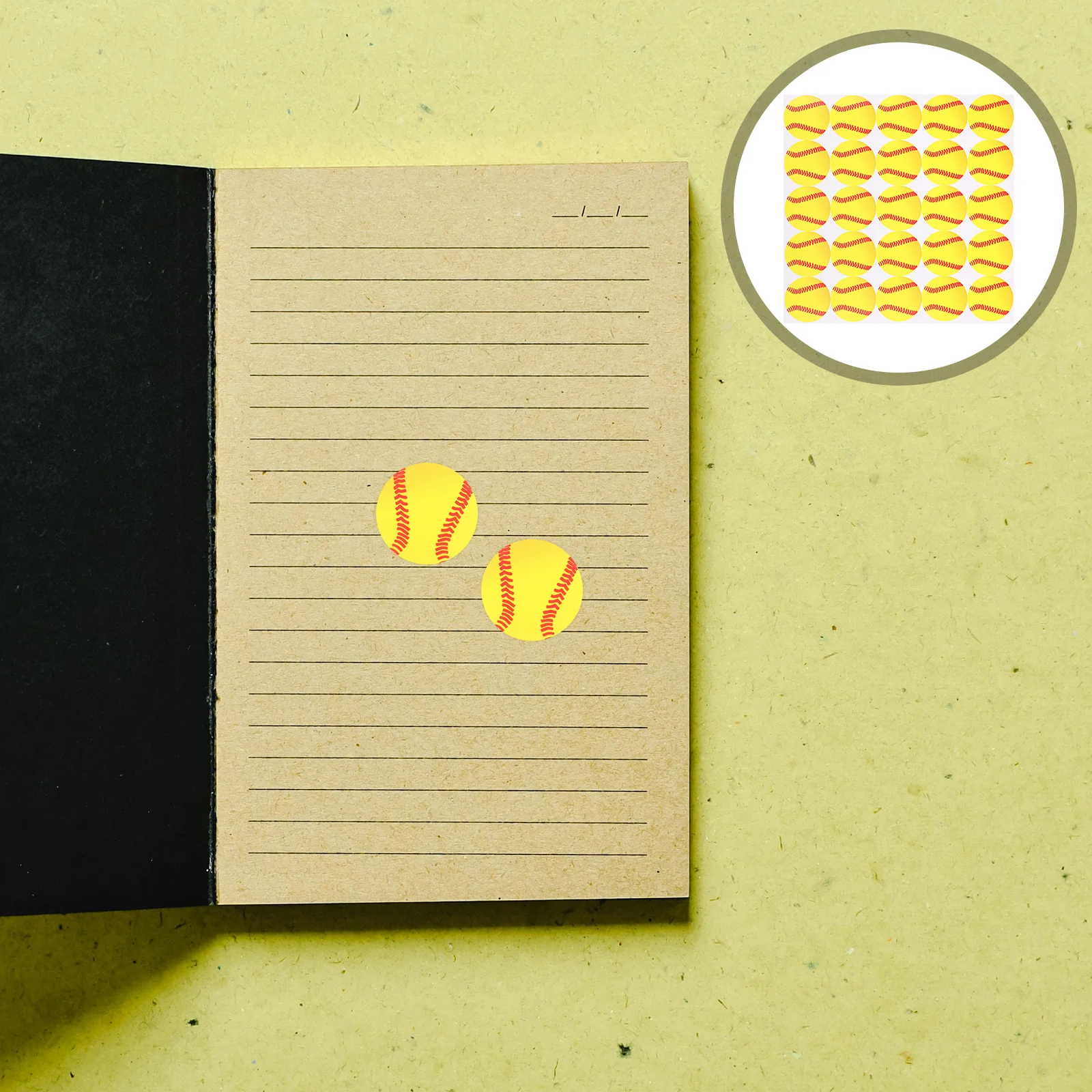 

250Pcs Yellow Baseball Stickers Round Small Self Adhesive Labels for Sports Water Bottles Planners Party Favors