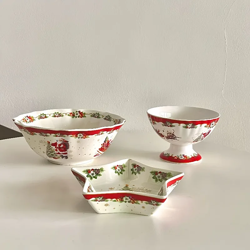 

Керамическая миска рождественской серии, тарелка, посуда, бытовая миска, набор тарелок, бытовая техника