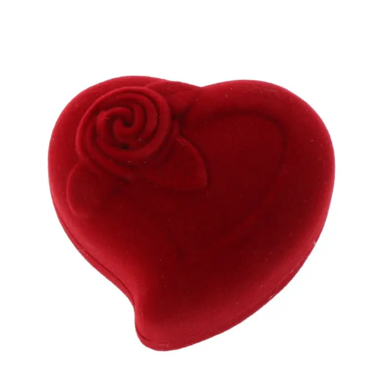 Regalo di San Valentino Rosa rossa a forma di cuore Scatola per anelli Proposta Cerimonia di nozze