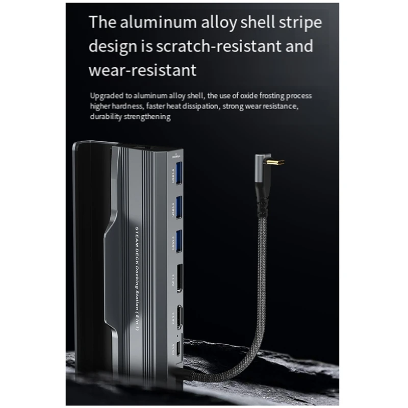 YCE Docking Station culla per Steam Deck Dock 7 In 1 USB 3.0 hdmi2.0 compatibile 4K @ 60Hz RJ45 Gigabit Ethernet PD100W Hub