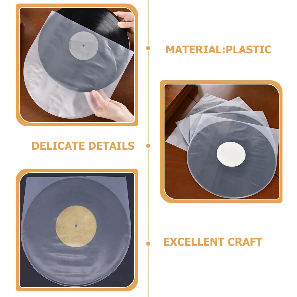 

100pcs Vinyl Record Inner Sleeves Clear Anti-Static Protective Pouches For Dust Scratch Prevention Standard Storage Album