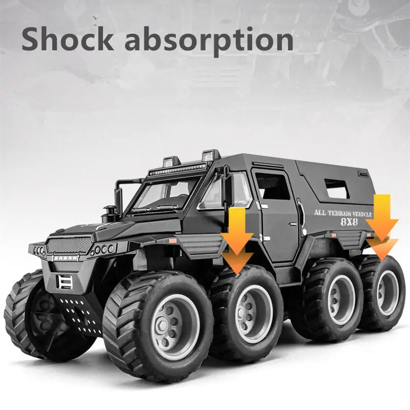 1:32 Siberia Conqueror Shaman 8*8 Tyre Alloy Car Model Diecast Metal Toy Police Off-road Vehicle Car Model Sound Light Kids Gift