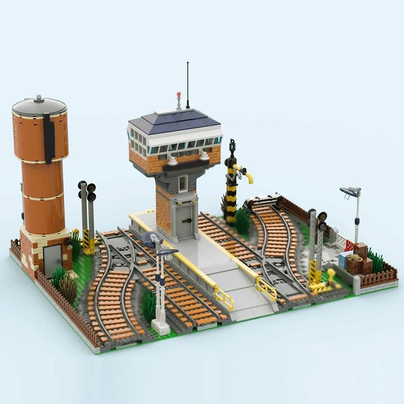 City Street View Model MOC Building Bricks Switch Signal Tower Modular Technology Children Holiday Gifts Assemble Toys Suit