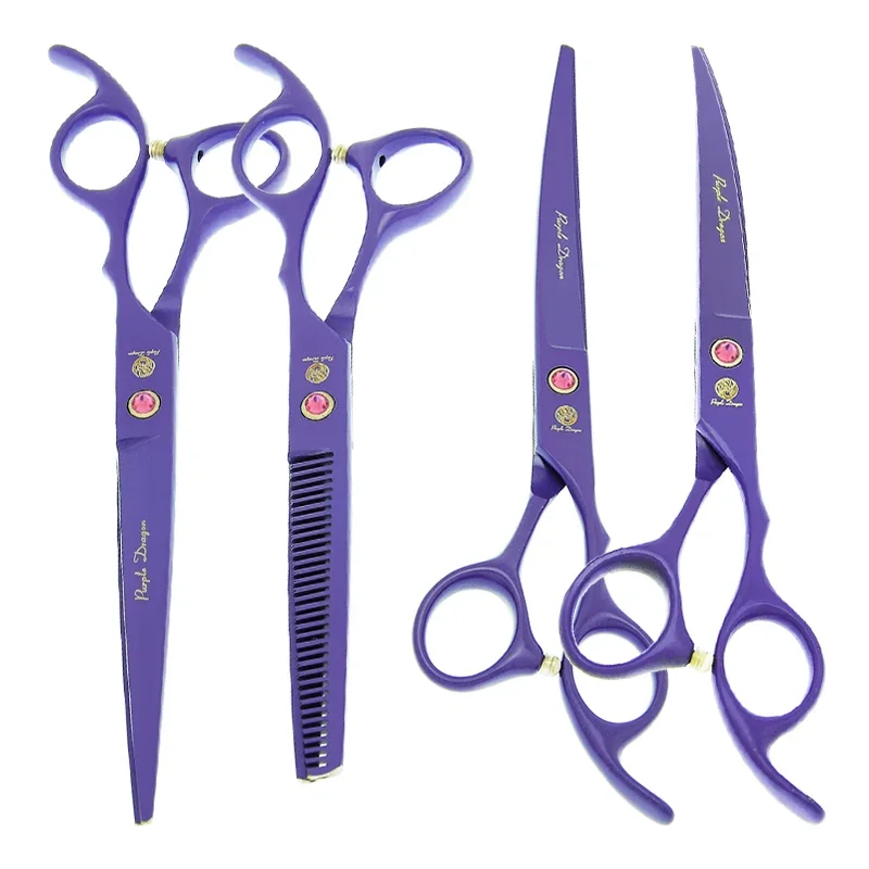 Tijeras profesionales de peluquería para mascotas Purple Dragon de 7,0 
