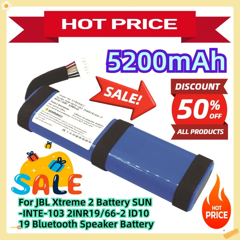 For JBL Xtreme 2 Battery SUN-INTE-103 2INR19/66-2 ID1019 Bluetooth Speaker Battery 5200mAh
