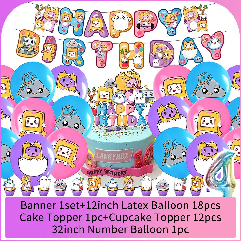 Cute Lankying Boxes Theme Birthday Party Decoration Set