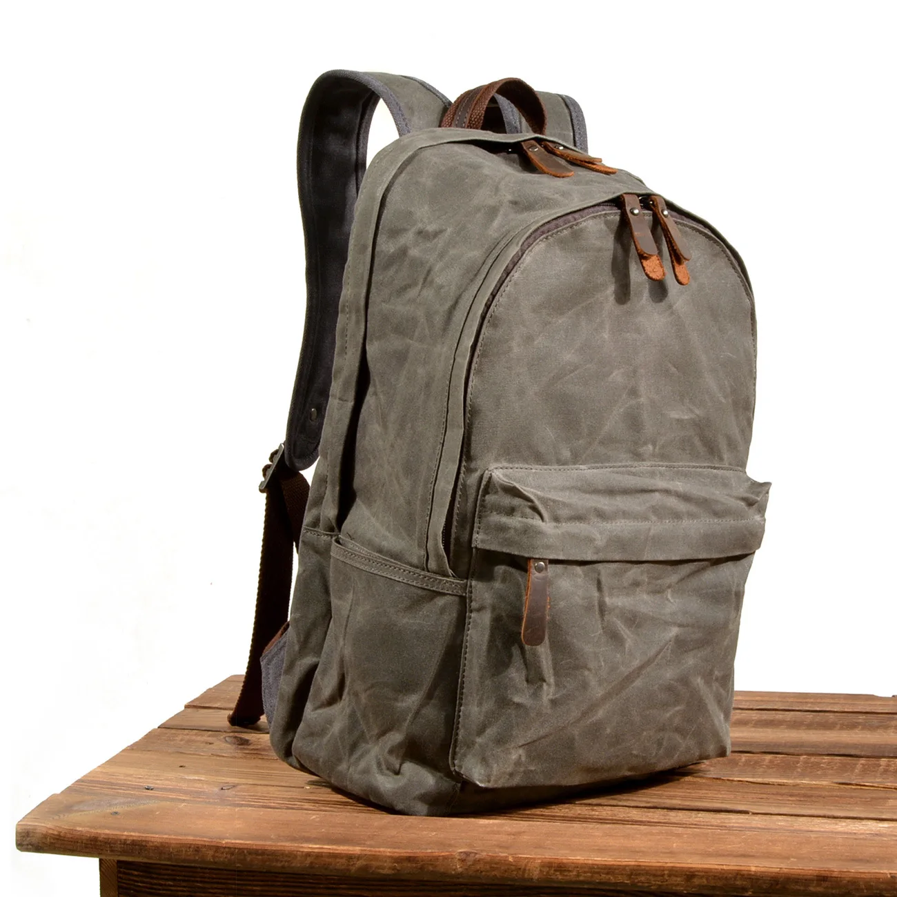 

Waterproof Oil Wax Canvas Vintage Computer Backpack Large Capacity Mountain Climbing Travel Bag Outdoor Personality Military ...