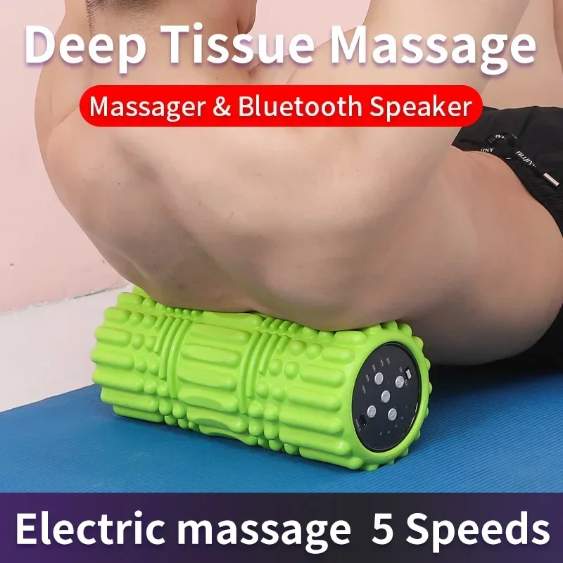 Portable Electronic EVA 3D Elastic Yoga Massager Roll Deep Muscle Vibration Stimulator with music