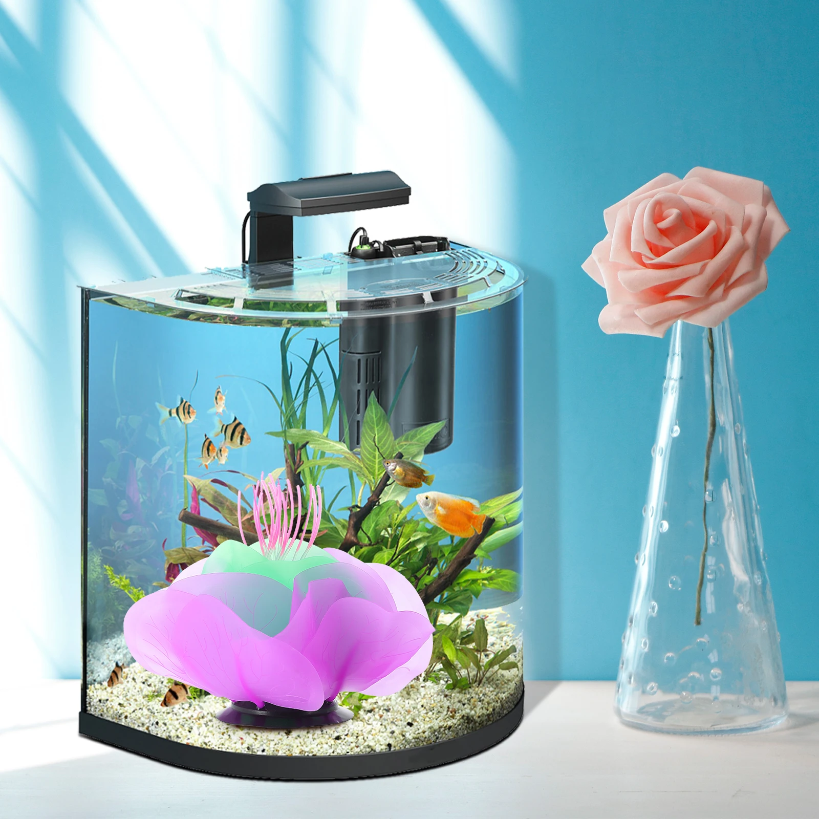 

Artificial Water Colorful Lotus Flower Aquarium Decor Fish Tank Artificial Water Lily Supplies Home Decoration