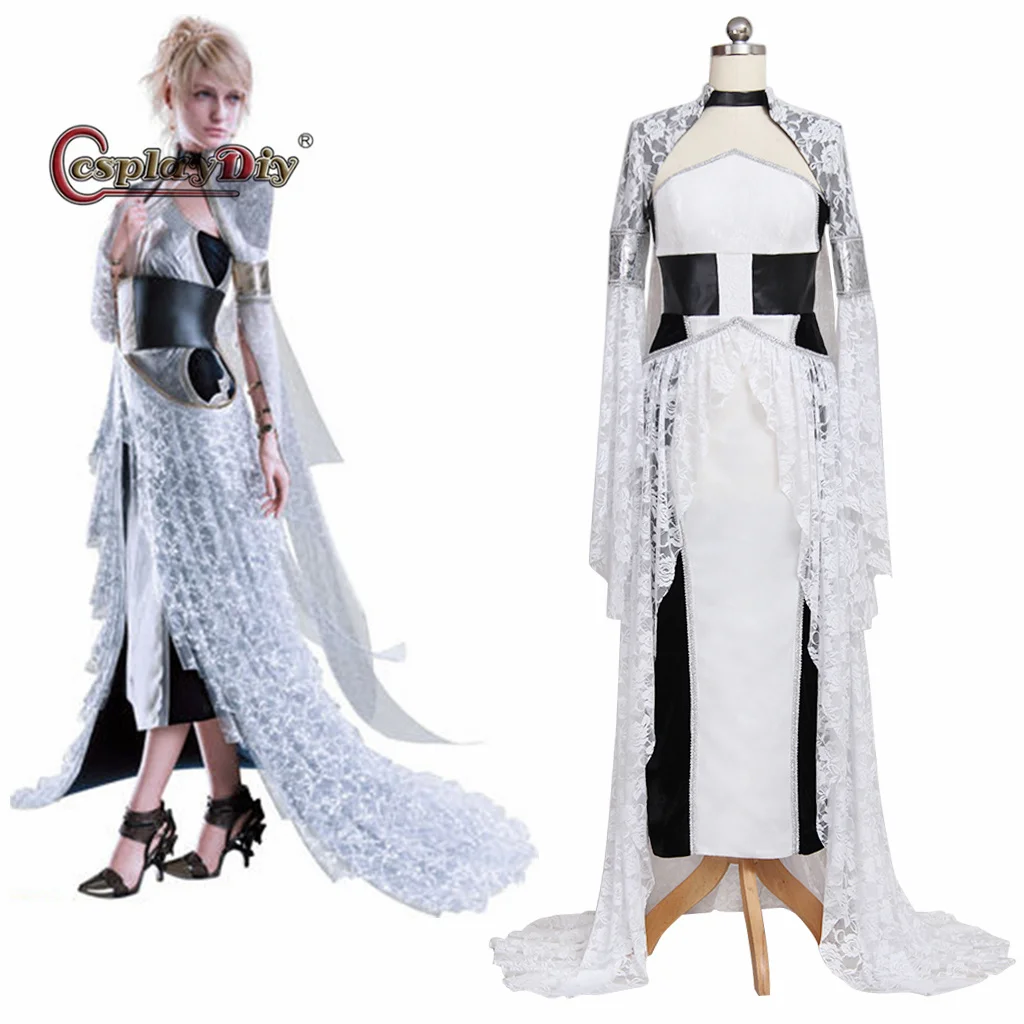 

Game Final Fantasy XV Cosplay Lunafreya Nox Fleuret Costume Woman's White Dress Halloween Cos Show Outfit