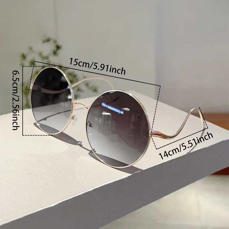 KAMMPT Oversized Ronde Zonnebril Dames 2024 Nieuwe Mode Vintage Gradient Shades Retro Trendy Luxe Stijlvol Design Zonnebril