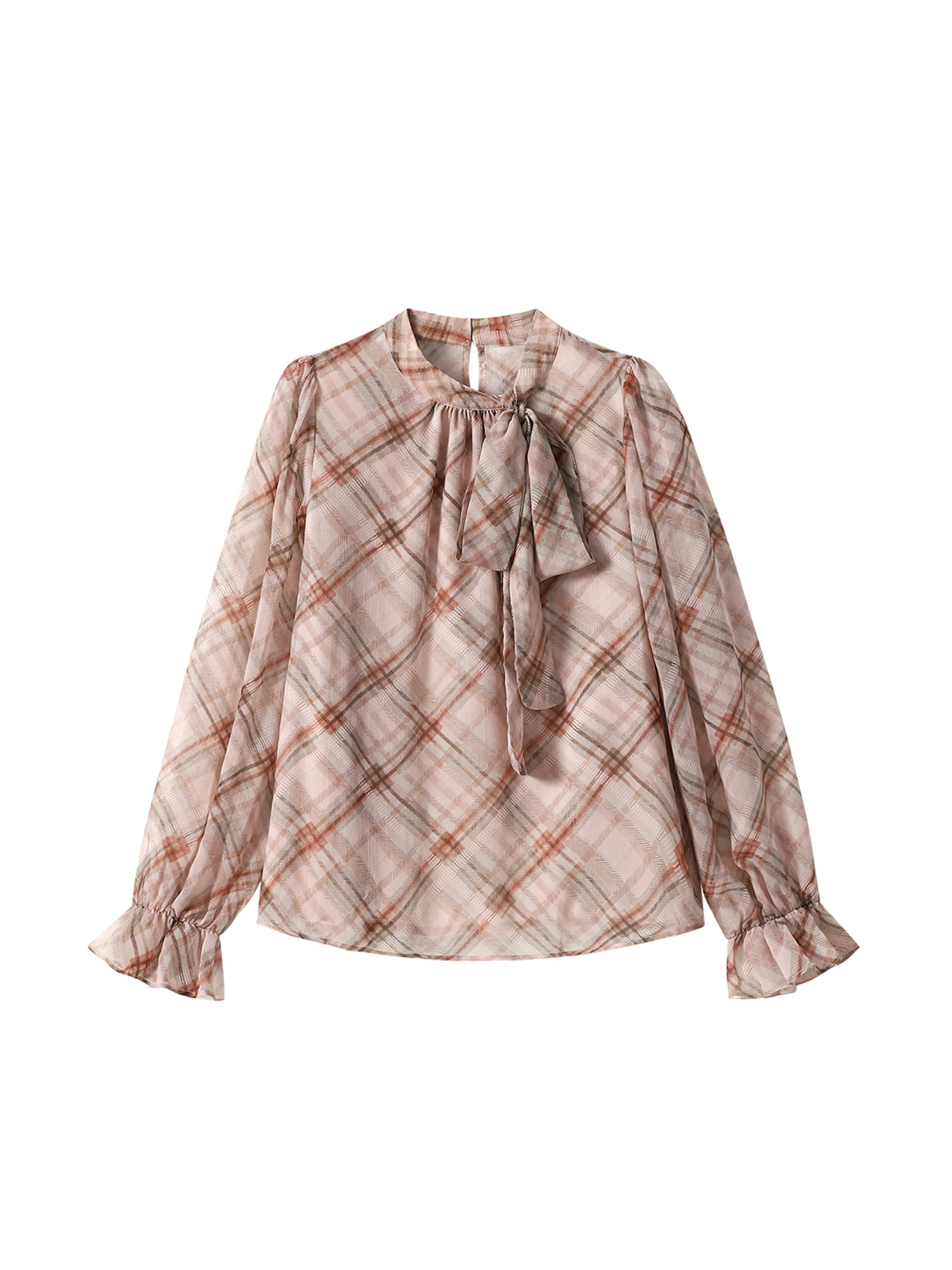 

Women Pink Plaid Shirts Blouses Y2k Vintage 2000s Elegant Aesthetic Long Sleeve Lace Up Shirt Top Fashion Clothes Autumn Spring