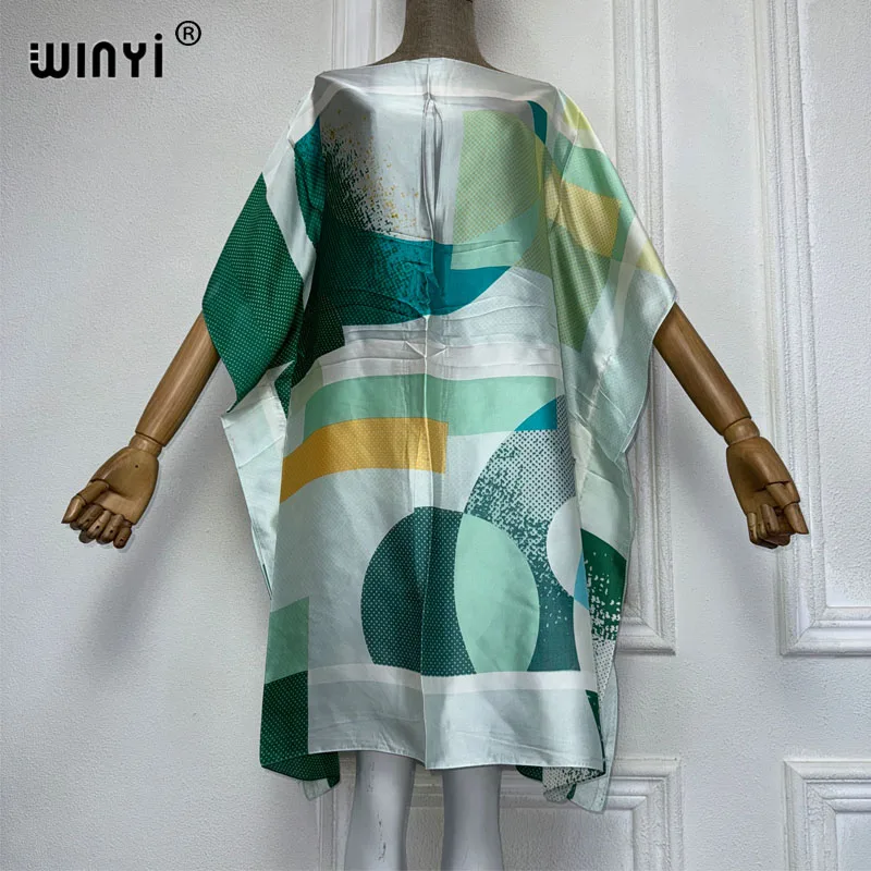 WINYI dress fashion Summer sexy african elegant dress BOHO print beach wear women Loose Femme Robe Muslim beach cover ups