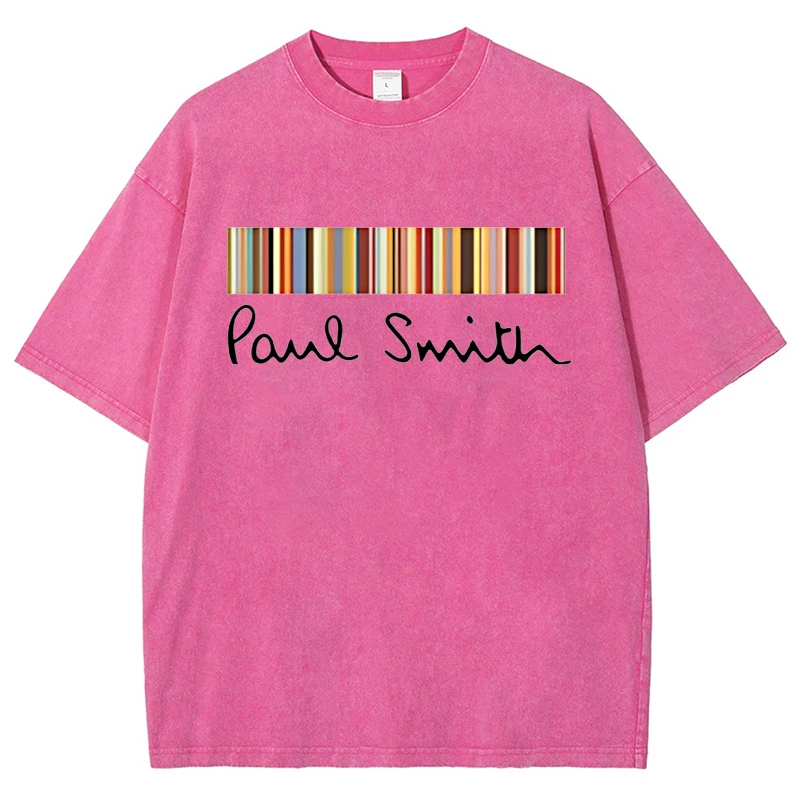 بسيط اللون شريط طباعة غسلها تي شيرت الصيف جديد الرجال القطن الهيب هوب قصيرة الأكمام النساء المتضخم فضفاض للجنسين متعدد الألوان المحملة