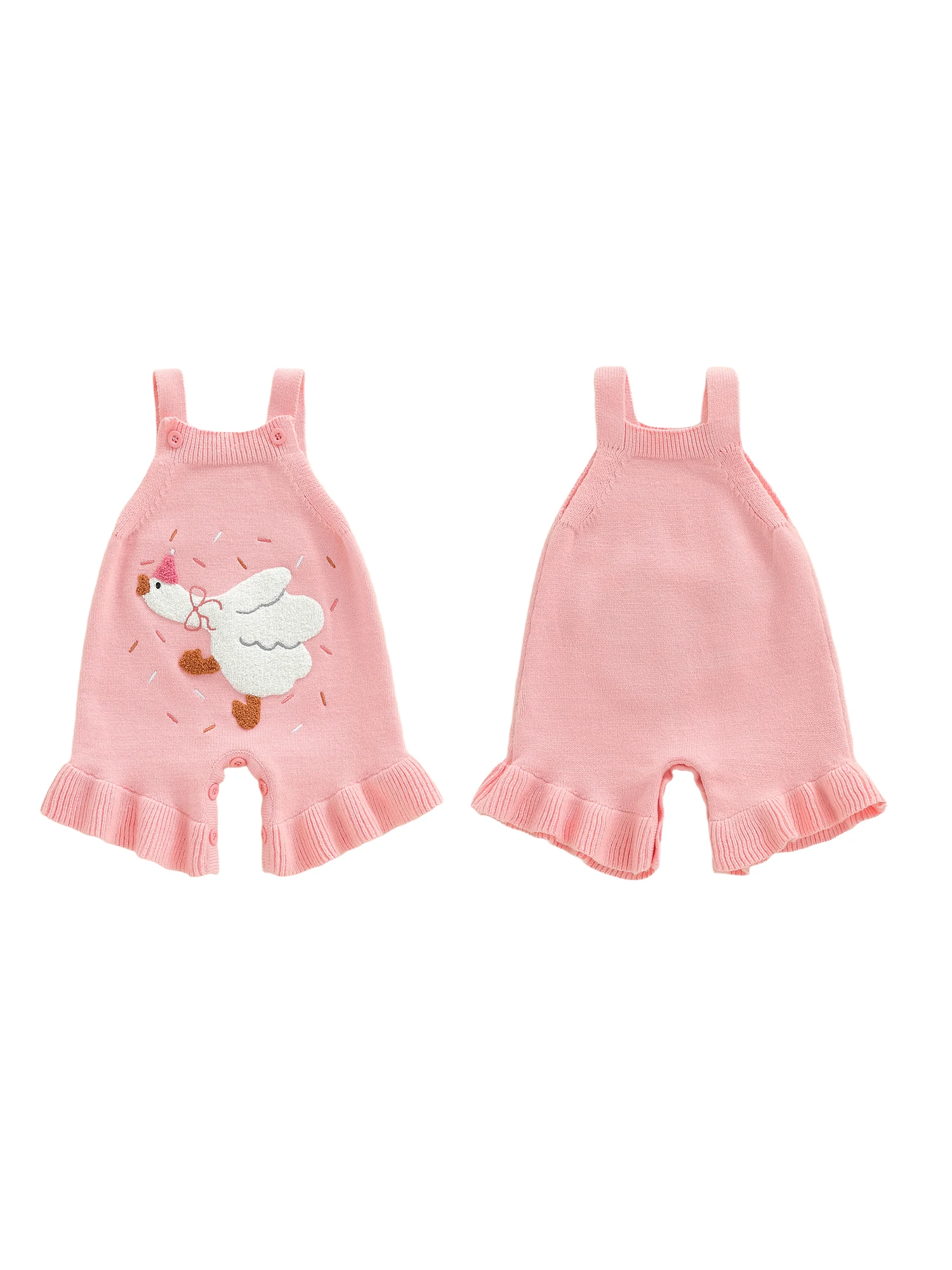 

Очаровательный вязаный комбинезон для маленьких девочек с милым дизайном без рукавов, нежной вышивкой лебедя и регулируемыми бретелями для идеального качества