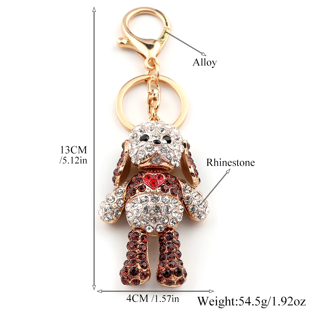 Niedlicher Hasen-Schlüsselanhänger für Damen und Herren, voller Glitzer, Strass, schöne Handtaschen-Dekoration, Tier-Schlüsselanhänger, Schmuck, Geschenke – Detail 3