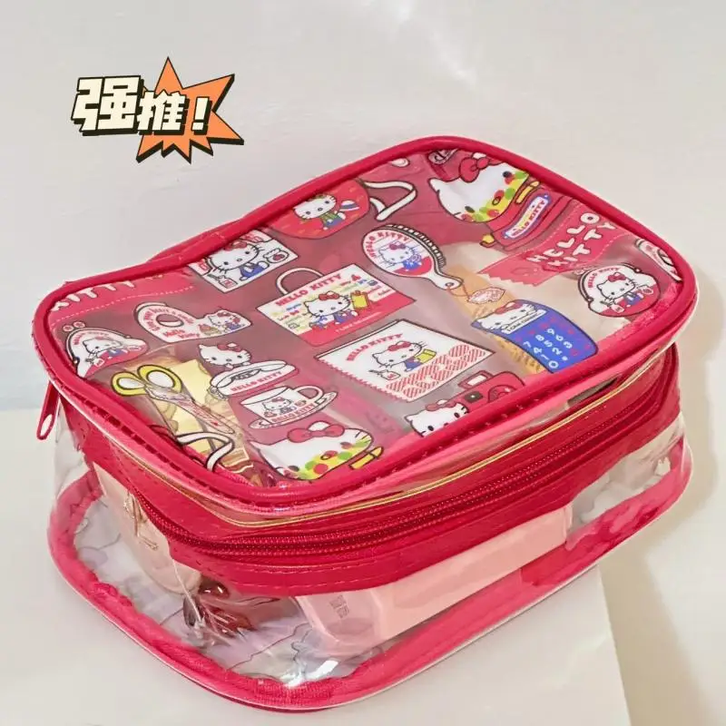 

Hello Kitty Anime Kawaii Sanrio Makeup Bag Cute Cartoon Kt Cat Ins Cute Cartoon Portable Travel Waterproof Storage Case Gifts