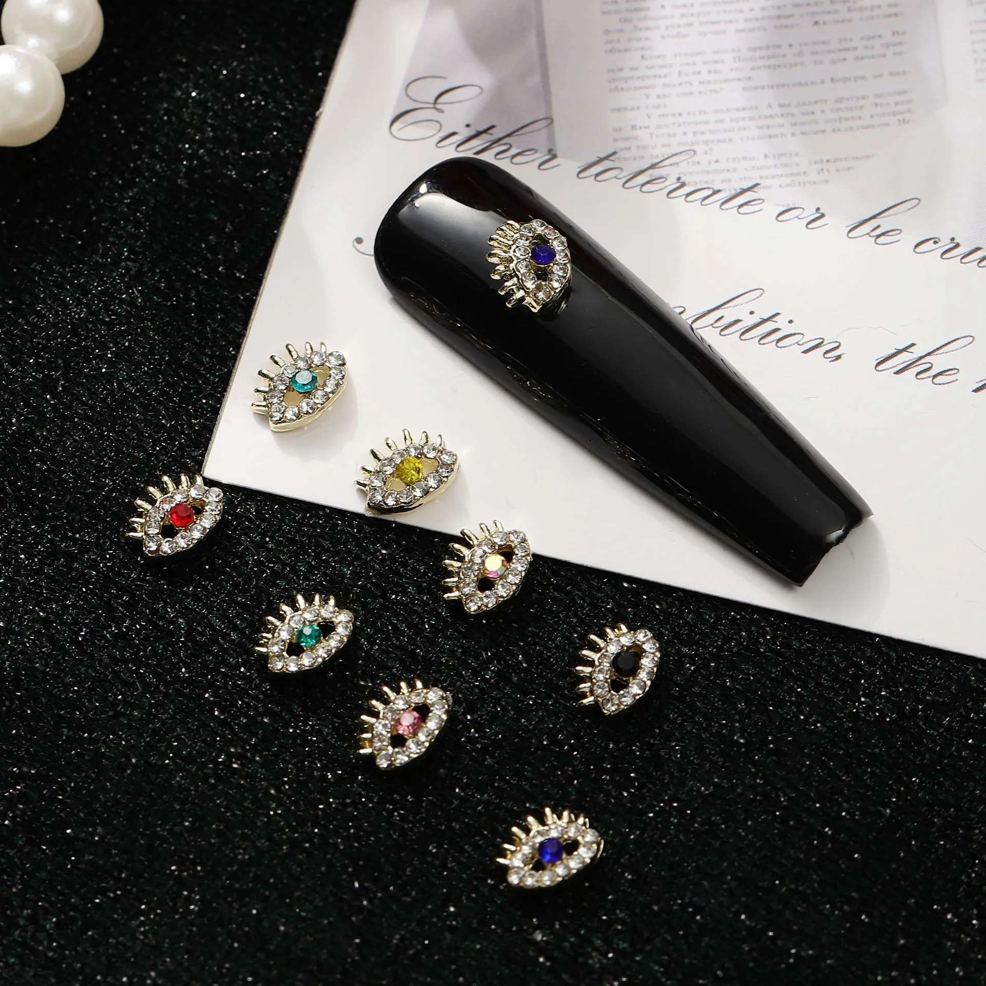 40 個ゴールド複雑な邪眼カボション目ネイル宝石装飾ラッキーシンボリックマニキュアアートチャーム明るい宝石光沢のある目