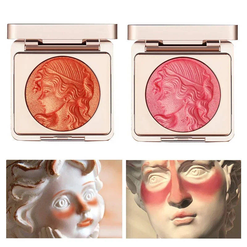 2 Colors Blush Peach Pallete Face Blush Mineral Pigment Palette Cream Shining Blusher Face Red Shadow  Powder