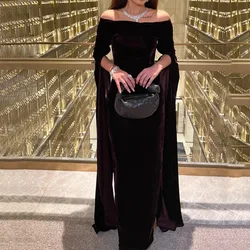 Elegant Prom Dresses Floor Length Sheath Evening Dresses Women Long Velvet Off Shoulder Formal Party Gown For Special Events