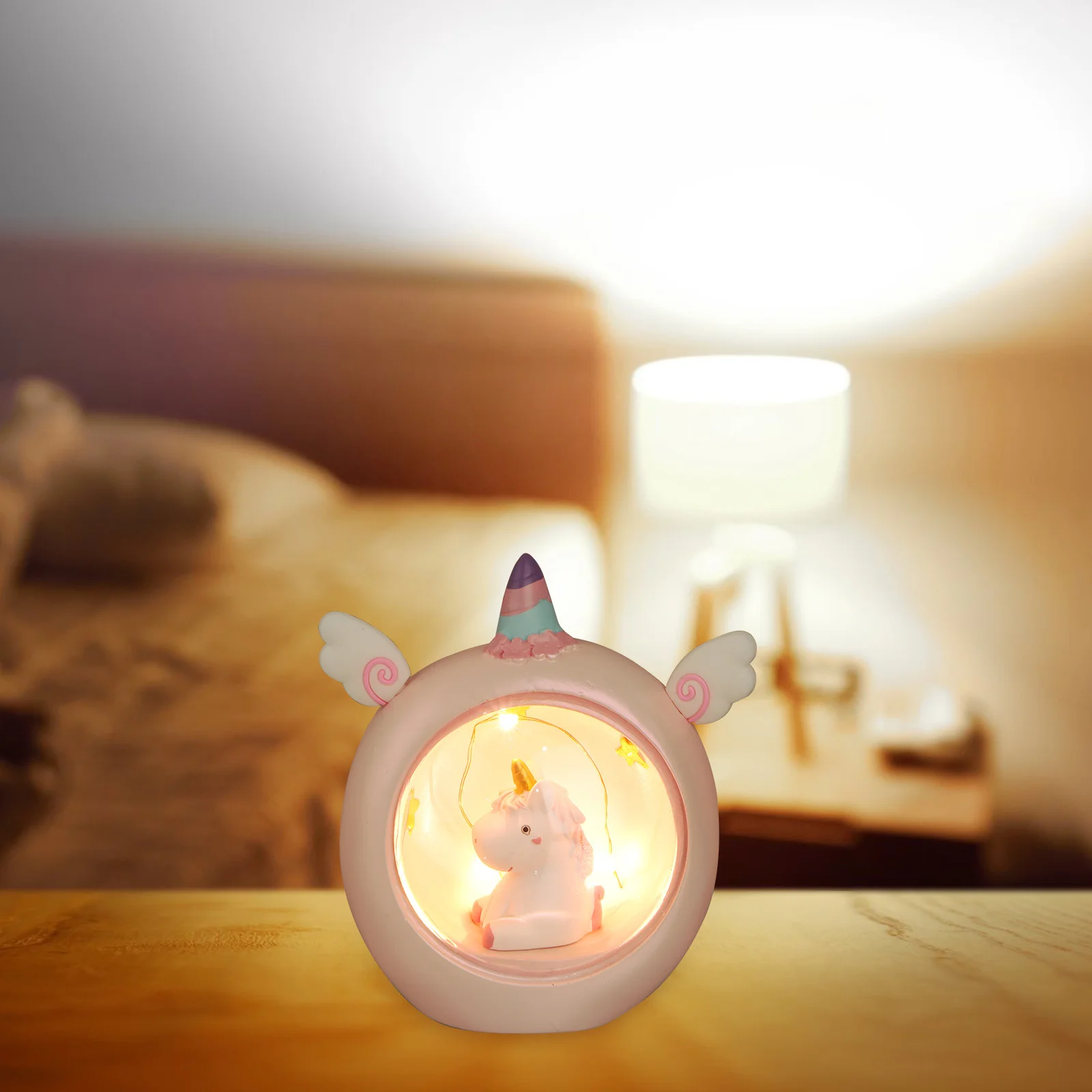 Lampu Malam Unicorn Lampu Meja Mini Lucu Lampu Meja Kreatif Resin Merah Muda Dekorasi Indah untuk Hadiah Kamar Anak-anak