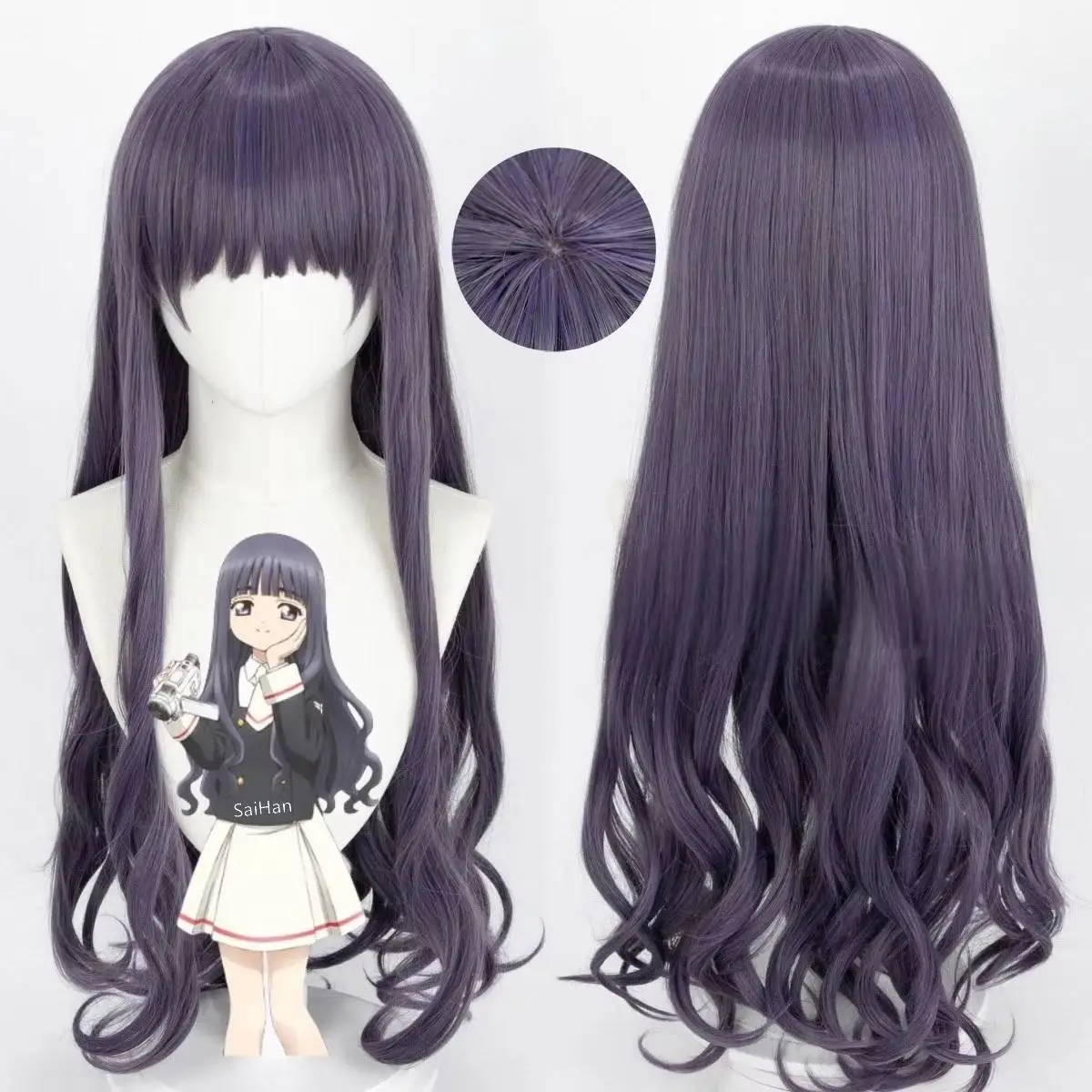 

ND Cardcaptor Sakura Косплей Парик Tomoyo Daidouji Ponytails Высокое качество Термостойкие синтетические длинные прямые волосы Парики
