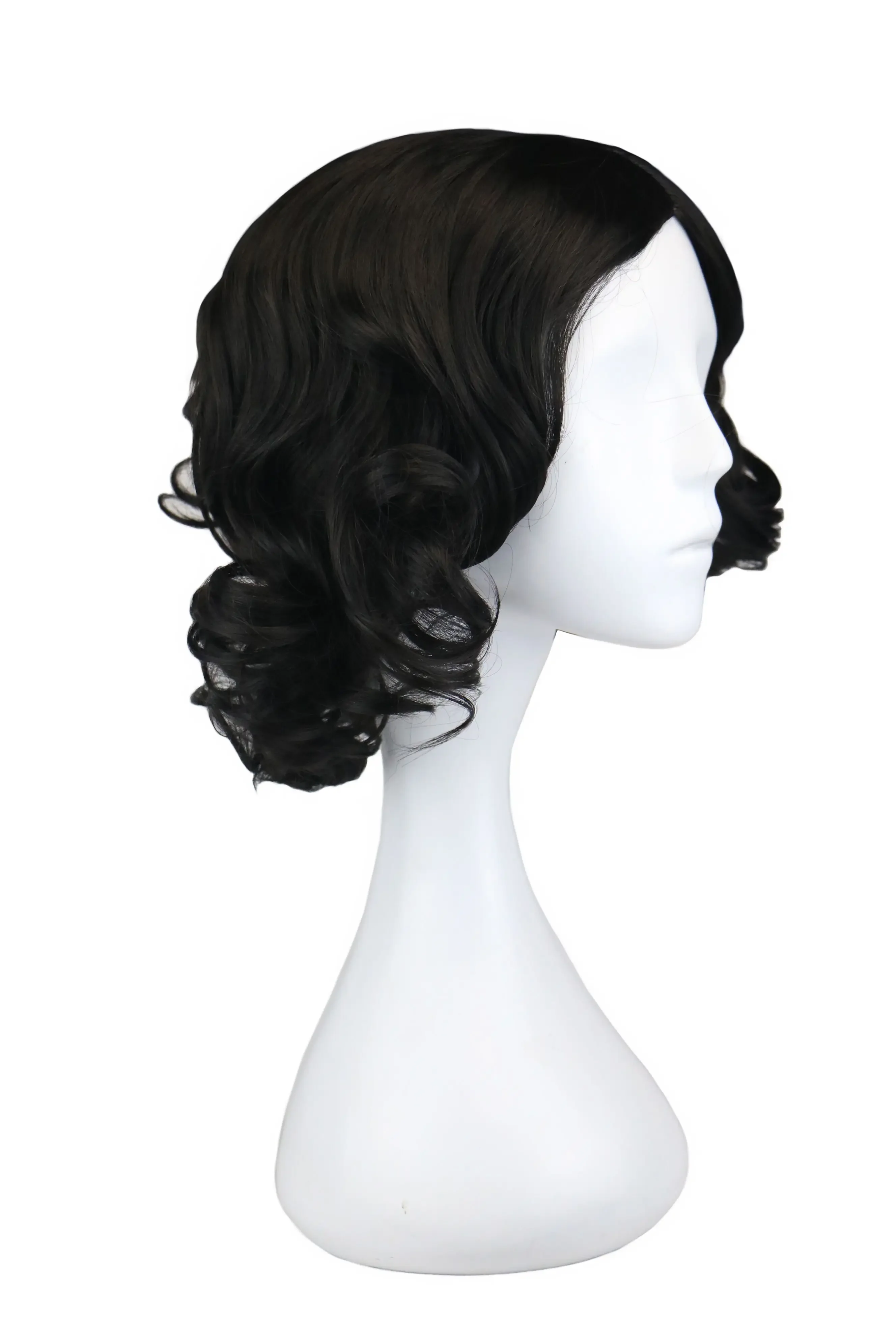 Peluca de princesa rizada corta negra para niñas, princesa Blancanieves, pelucas de Cosplay para niñas y mujeres, pelucas para disfraz de Halloween, fiesta para mujeres