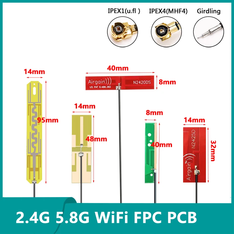 10PCS 2.4G 5G 5.8G WIFI built in PCB board Aerial Omni Wifi Internal antenna IPEX interface dual band omni FPC IPEX/U.FL