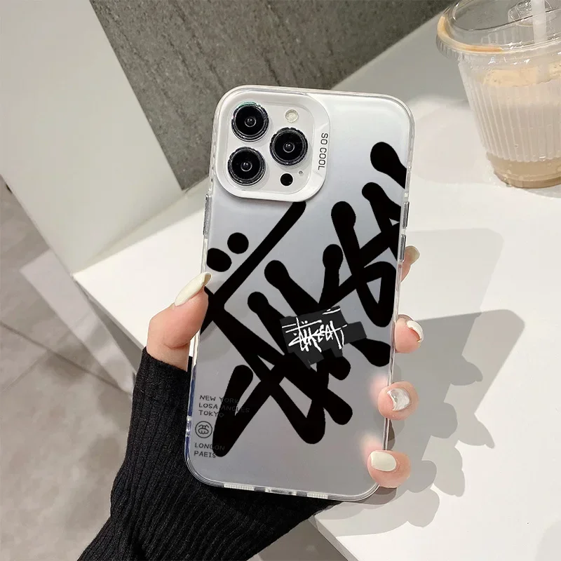 Fashion S-Stussy-S Phone Case for IPhone 16 15 14 13 12 11 Pro Max X XR XS MAX 8 7 Plus Candy Matte Shockproof Back Cover Shell