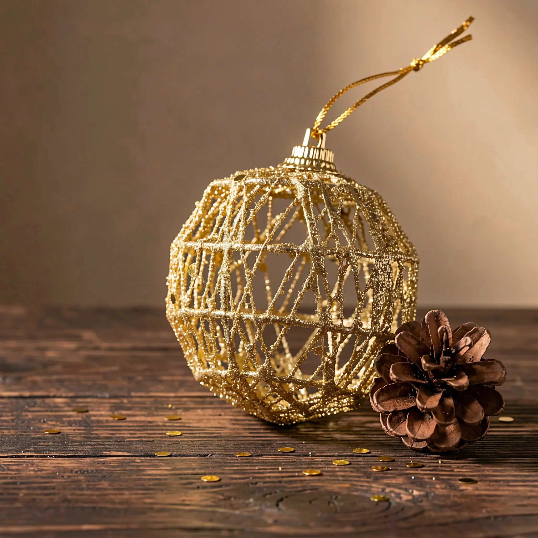 12 Pcs Christmas Tree Balls Sphere Ornament Gold Ornaments Decorations Round Metal